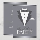 Bachelor Party Black Suit Flat Invitation (Devant / Derrière)