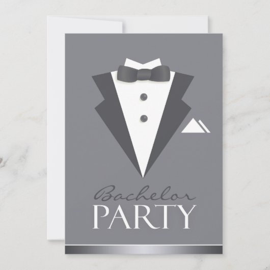 Bachelor Party Black Suit Flat Invitation (Devant)
