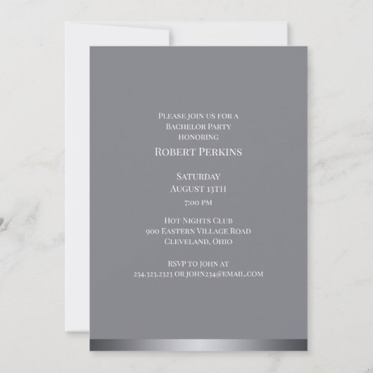 Bachelor Party Black Suit Flat Invitation (Dos)