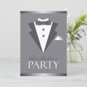 Bachelor Party Black Suit Flat Invitation (Debout devant)