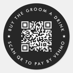 Bachelor Party Buy The Groom A Drink QR Code Black Ronde Sticker