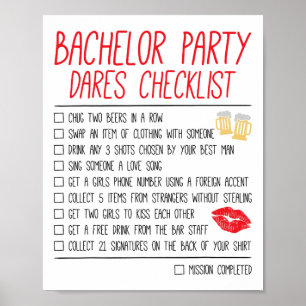 Bachelor Party Checklist Grappige Bruiloftsbruideg Poster