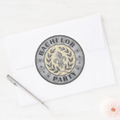 Bachelor Party Crest Design Ronde Sticker (Envelop)