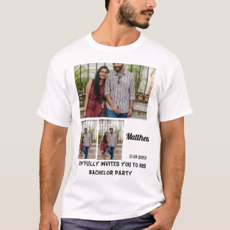 Bachelor Party custom 3 Foto Collage T-Shirt