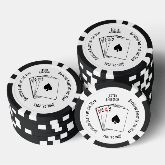 Bachelor Party Custom Memento Zwart-wit Poker Chips (Opstapeling)