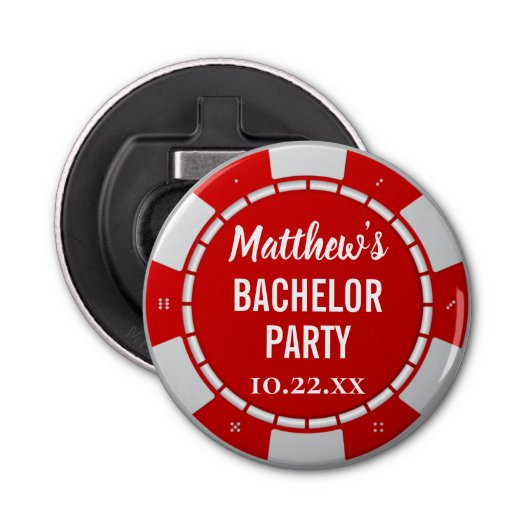 Bachelor Party Gambling Poker Chip Bottle Opener (Voorkant)