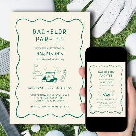 Bachelor Party Golf Theme Minimal Green Kaart