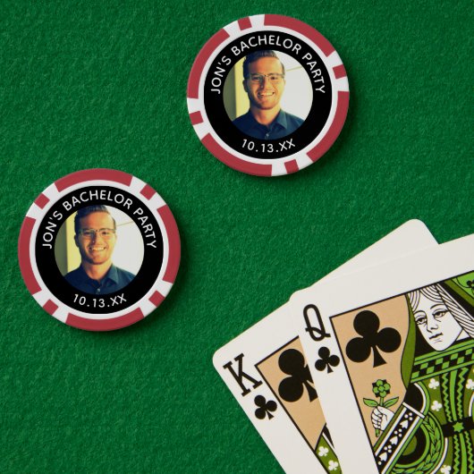 Bachelor Party Groom Photo Casino Poker Chips (Pokertafel (Dubbel))