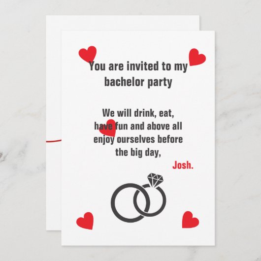 bachelor party invitation (Devant / Derrière)