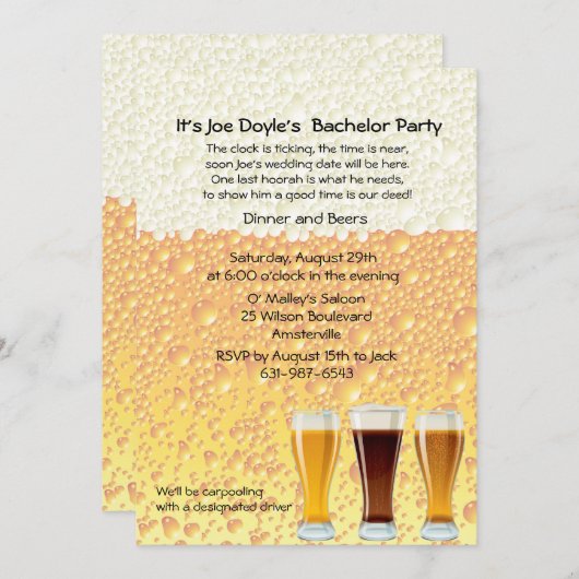 Bachelor Party Invitation (Devant / Derrière)