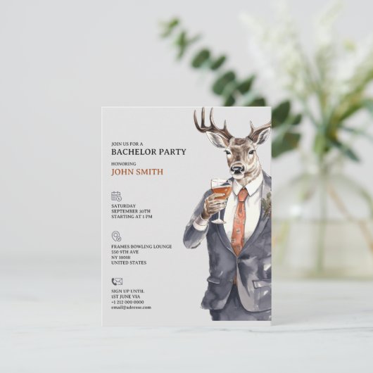 Bachelor Party Invitation Men Template Aankondiging (Staand voorkant)