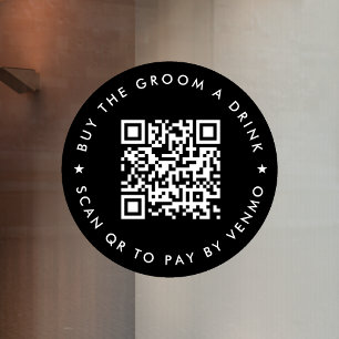 Bachelor Party koopt Groom een Drink QR code Black Raamsticker