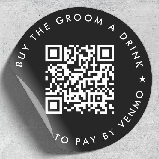 Bachelor Party koopt Groom een Drink QR code Black Ronde Sticker