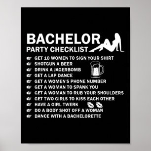 Bachelor Party Mannen Ondeugende Checklist Krijgen Poster