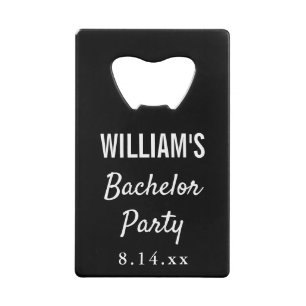 Bachelor Party Modern Typography Wedding Favor Kredietkaart Flessenopener