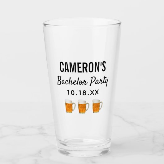 Bachelor Party Modern Wedding Favor Beer Pint Glas (Voorkant)