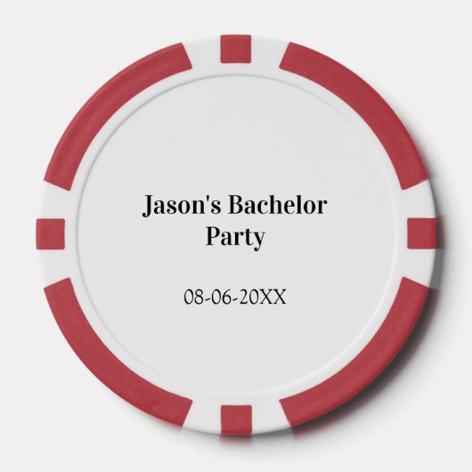 Bachelor party name date simple minimal best man poker chips (Voorkant)