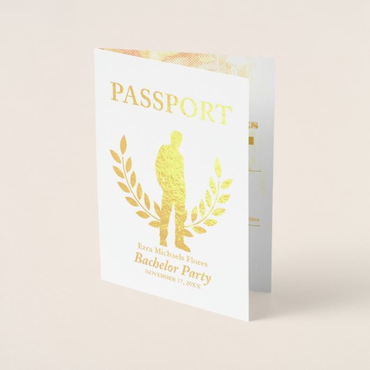 Bachelor Party paspoort gouden folie Folie Kaarten (Voorkant)
