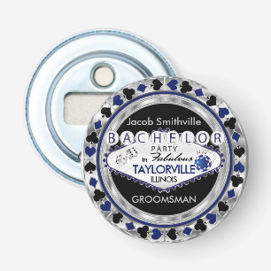 Bachelor Party poker Chips Style - Blauw Button Flesopener