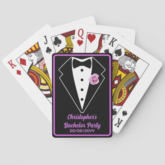 Bachelor Party Poker Night Black Tux Lavender Pokerkaarten (Achterkant)