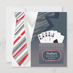 Bachelor Party Poker Suit Flat Invitation Kaart