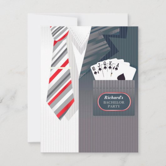 Bachelor Party Poker Suit Flat Invitation Kaart (Voorkant)