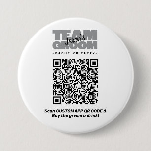 Bachelor Party QR Code Drinken Kopen Team Bruidego Ronde Button 7,6 Cm