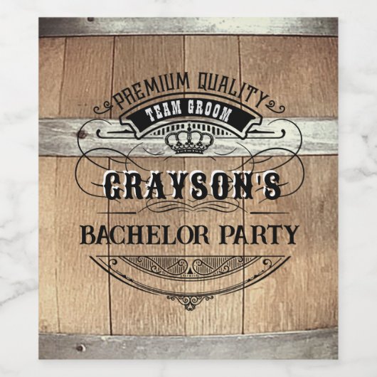 Bachelor Party Rustic Barrel Vin Étiquette (Étiquettes simples)