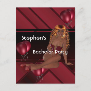Bachelor Party S.exy Girl Red Balloons Kaart