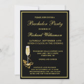 Bachelor Party Stijlvolle Classic Zwart Goud Kaart (Voorkant)