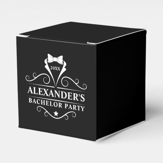 Bachelor Party Tuxedo Stropdas Black Bedankdoosjes (Voorkant Zijde)