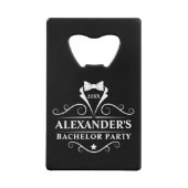 Bachelor Party Tuxedo Stropdas Black Kredietkaart Flessenopener (Voorkant)