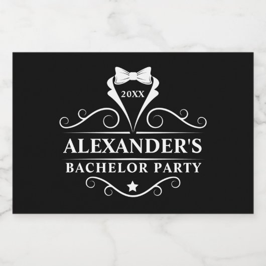 Bachelor Party Tuxedo Stropdas Black Mini Sparkling Wijnetiket (Enkel label)