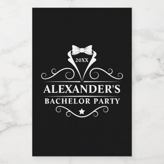 Bachelor Party Tuxedo Stropdas Black Mini Wijn Etiket (Enkel label)