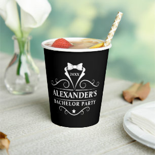 Bachelor Party Tuxedo Stropdas Black Papieren Bekers