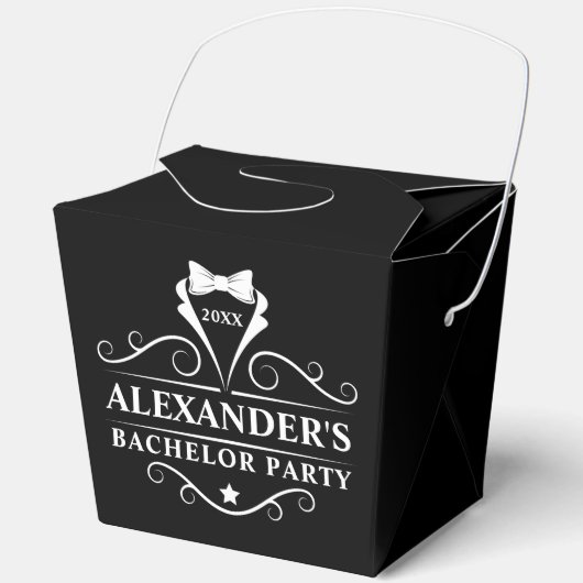 Bachelor Party Tuxedo Stropdas Black Takeout Bedankdoosjes (Voorkant)