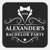 Bachelor Party Tuxedo Stropdas Black Vierkante Sticker (Voorkant)