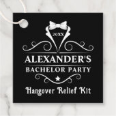 Bachelor Party Tuxedo Stropdas Kater Bedankjes Labels (Voorkant)