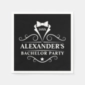 Bachelor Party Tuxedo Stropdas zwart papier Servet (Voorkant)