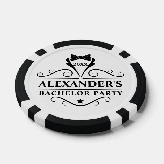 Bachelor Party Tuxedo Stropdas zwart-wit Poker Chips (Enkel)