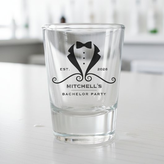 Bachelor Party Tuxedo Suit Bowtie Groom Wedding Shot Glas