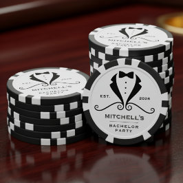 Bachelor Party Tuxedo Suit Bowtie White Wedding Poker Chips