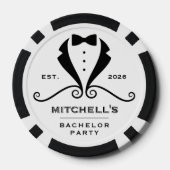 Bachelor Party Tuxedo Suit Bowtie White Wedding Poker Chips (Achterkant)