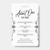 Bachelor Party Tuxedo VIP Badge (Achterkant)