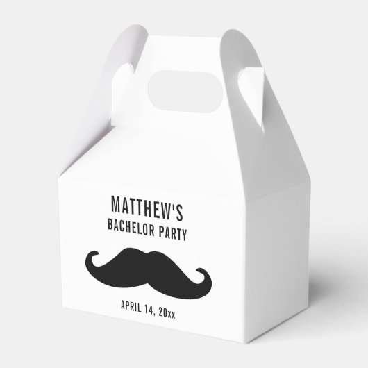 Bachelor Party Zwart Mustache Bruiloft Bedankdoosjes (Voorkant Zijde)