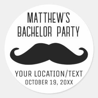 Bachelor Party Zwart Mustache Bruiloft Ronde Sticker