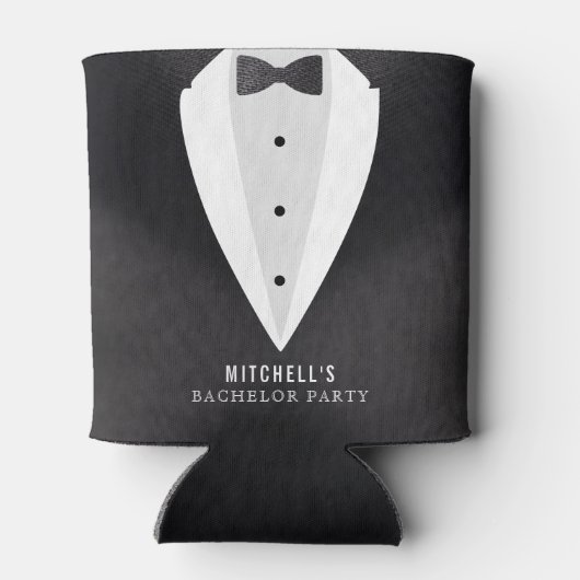 Bachelor Party Zwart pak & Bowtie Blikjeskoeler (Achterkant)