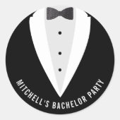 Bachelor Party Zwart pak & Bowtie Ronde Sticker (Voorkant)