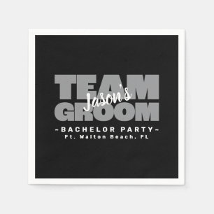 Bachelor Stag Party Team Groom Brews Zwart Grijs Servet