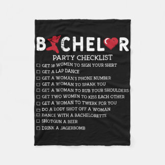 Bachelor Supply Party Checklist Groom Groomsmen Fleece Deken